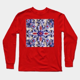 Fourth of July Inspired Design With Center flower and star Long Sleeve T-Shirt